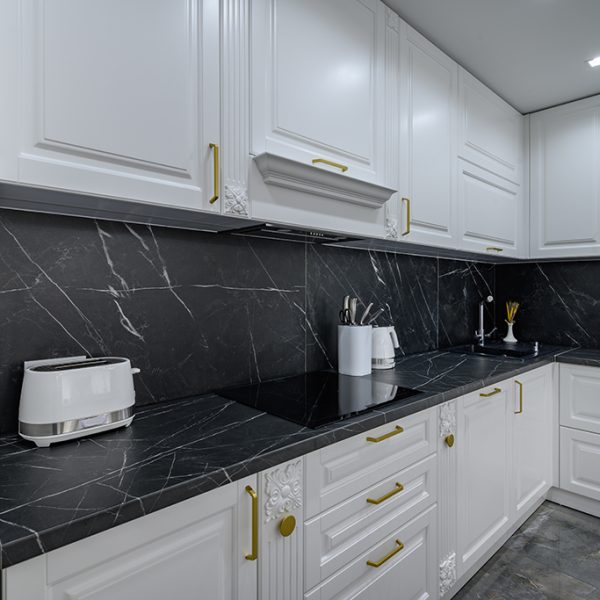 White luxury large modern domestic kitchen furniture